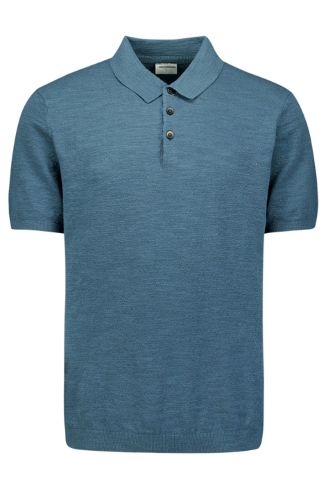 NO-EXCESS blauwe heren polo | Vooraanzicht