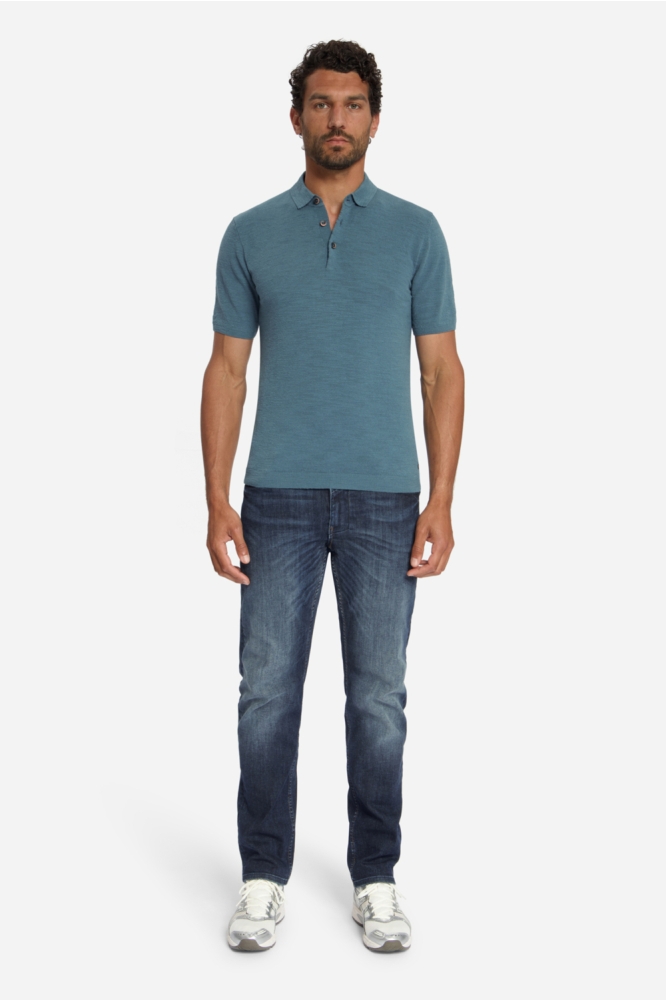 NO-EXCESS blauwe heren polo | Model
