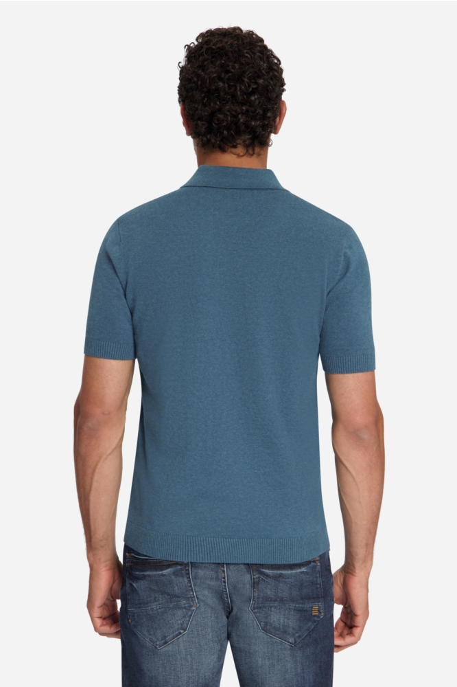 NO-EXCESS blauwe heren polo | Model achteraanzicht