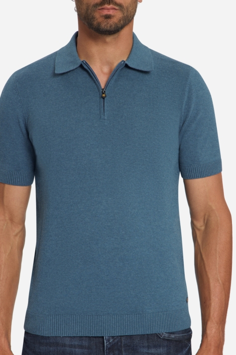 NO-EXCESS blauwe heren polo | Close up