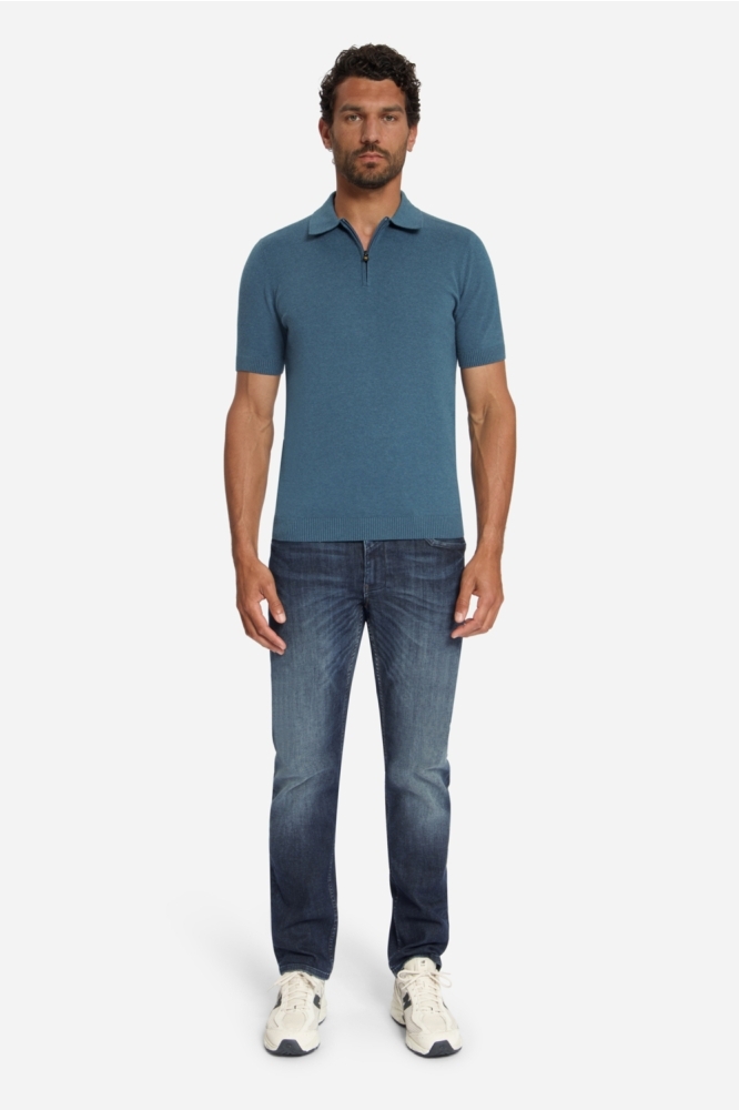 NO-EXCESS blauwe heren polo | Model