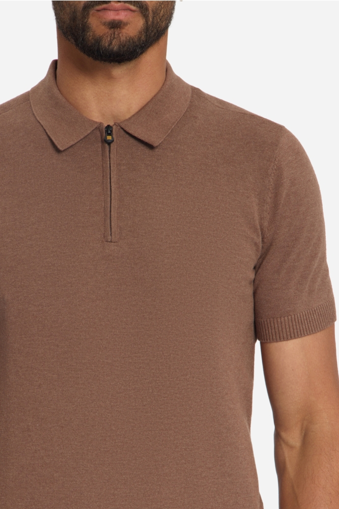 NO-EXCESS bruine heren polo | Close up