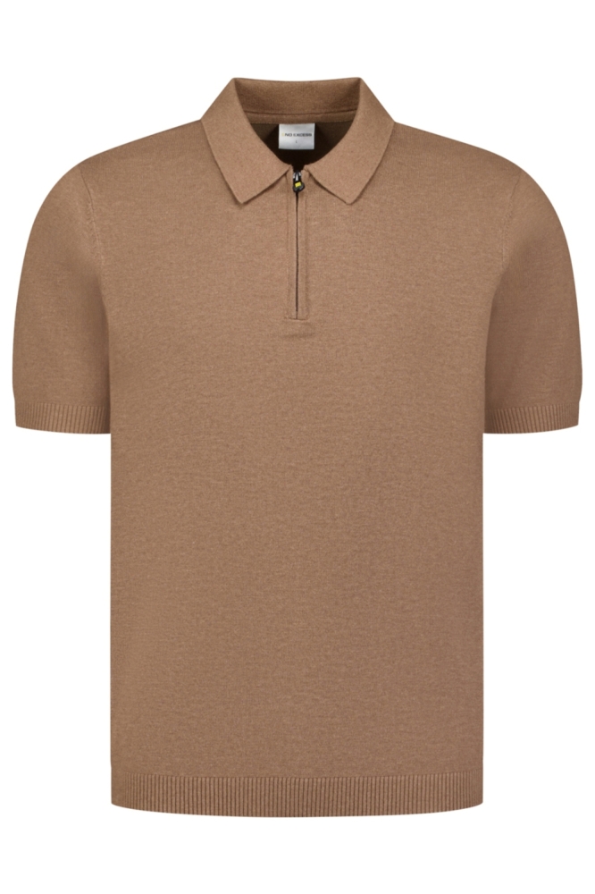 NO-EXCESS bruine heren polo | Vooraanzicht