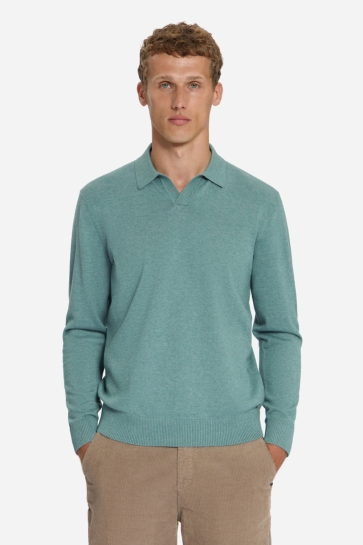 NO-EXCESS Polo FIJNGEBREIDE POLO TRUI 33210865SN 138 DUSTY BLUE