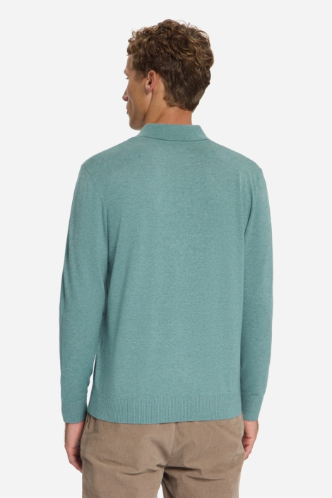 NO-EXCESS blauwe heren polo | Model achteraanzicht