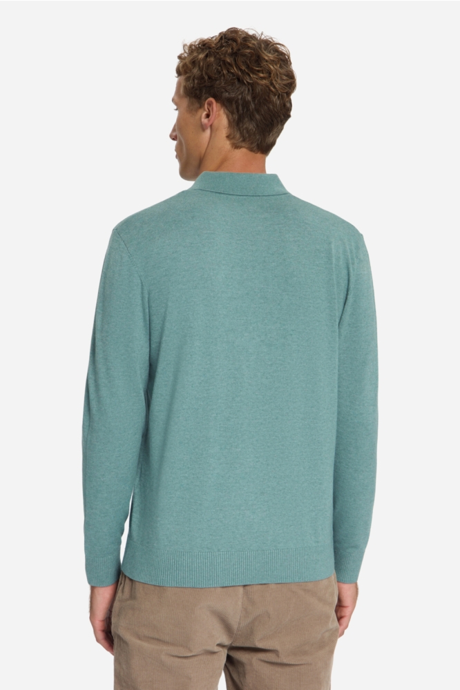 NO-EXCESS blauwe heren polo | Model achteraanzicht