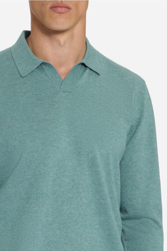 NO-EXCESS blauwe heren polo | Close up