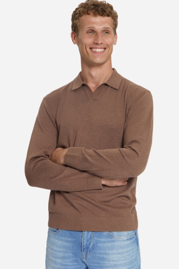 NO-EXCESS pullover polo v melange Bruin