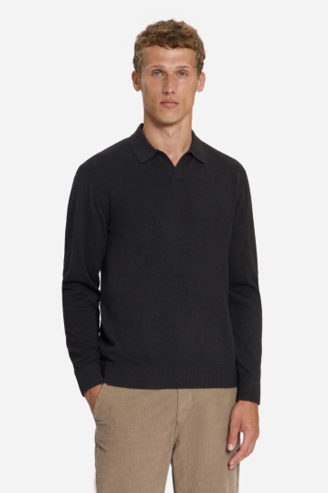 NO-EXCESS Trui FIJNGEBREIDE POLO TRUI 33210865SN 042 DARK BROWN