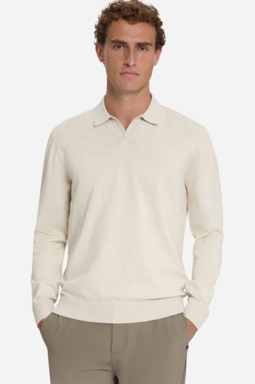 NO-EXCESS pullover polo v melange Beige