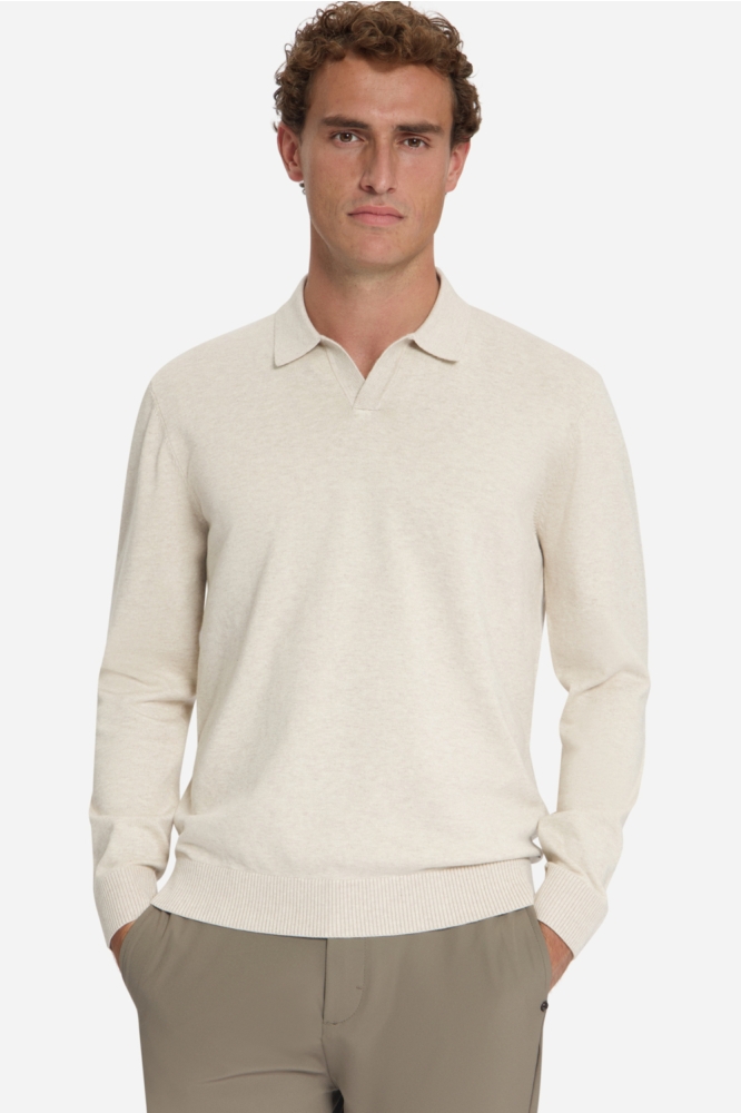 NO-EXCESS beige heren trui | Model vooraanzicht