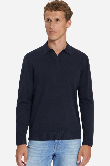 NO-EXCESS blauwe heren trui | Model vooraanzicht