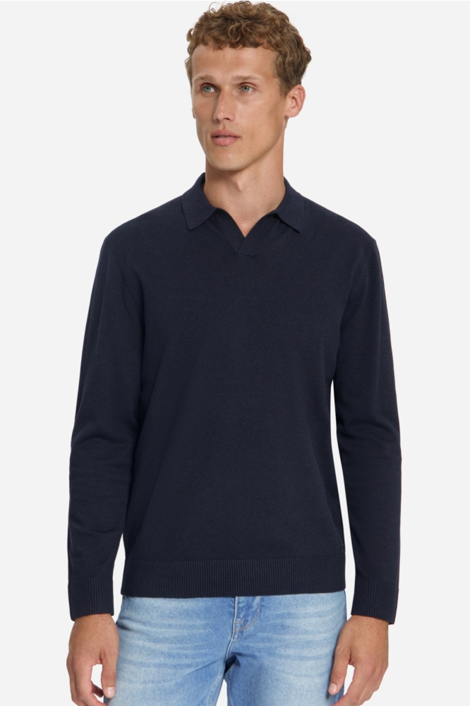 NO-EXCESS blauwe heren trui | Model vooraanzicht