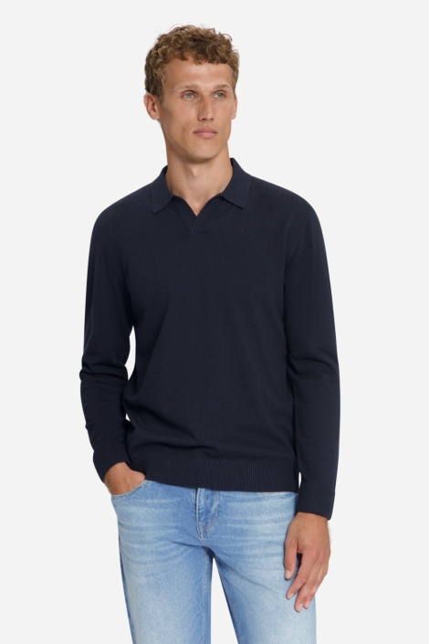 NO-EXCESS blauwe heren trui | Model vooraanzicht