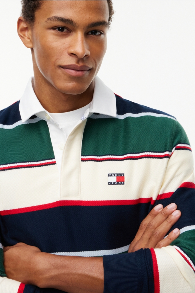 Tommy Jeans groene heren polo | Close up