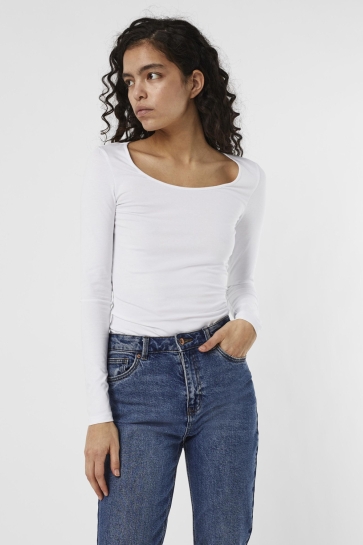 Vero Moda VMMAXI MY LS SOFT LONG U-NECK NOOS 10152908 Bright White