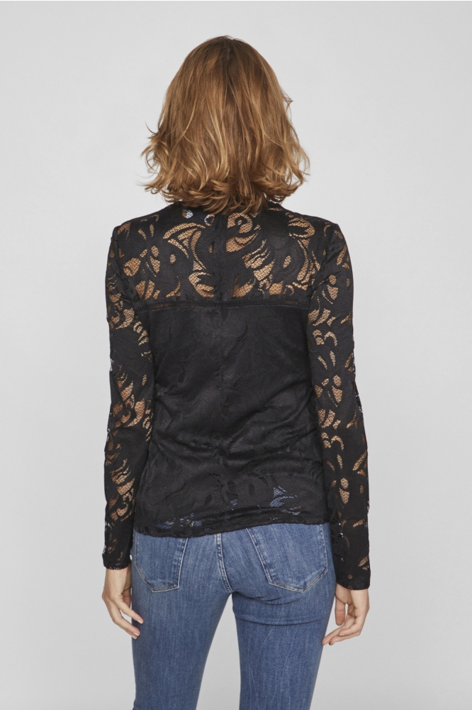 Vila zwarte dames blouse | Model achteraanzicht