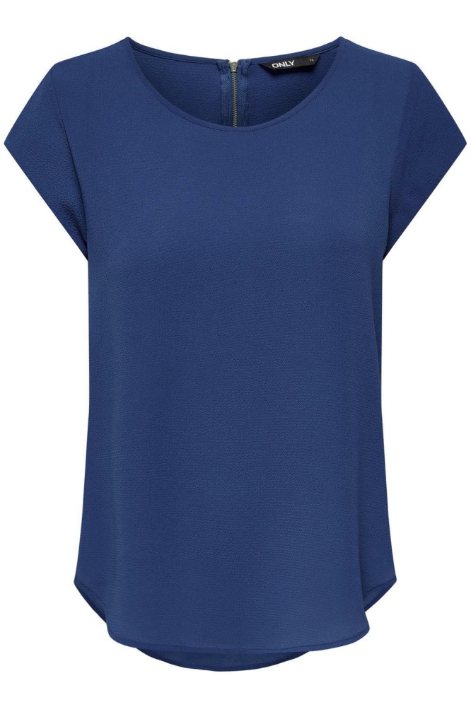 Only blauwe dames t-shirt | Vooraanzicht