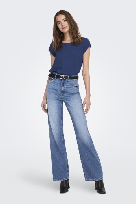 Only blauwe dames t-shirt | Model