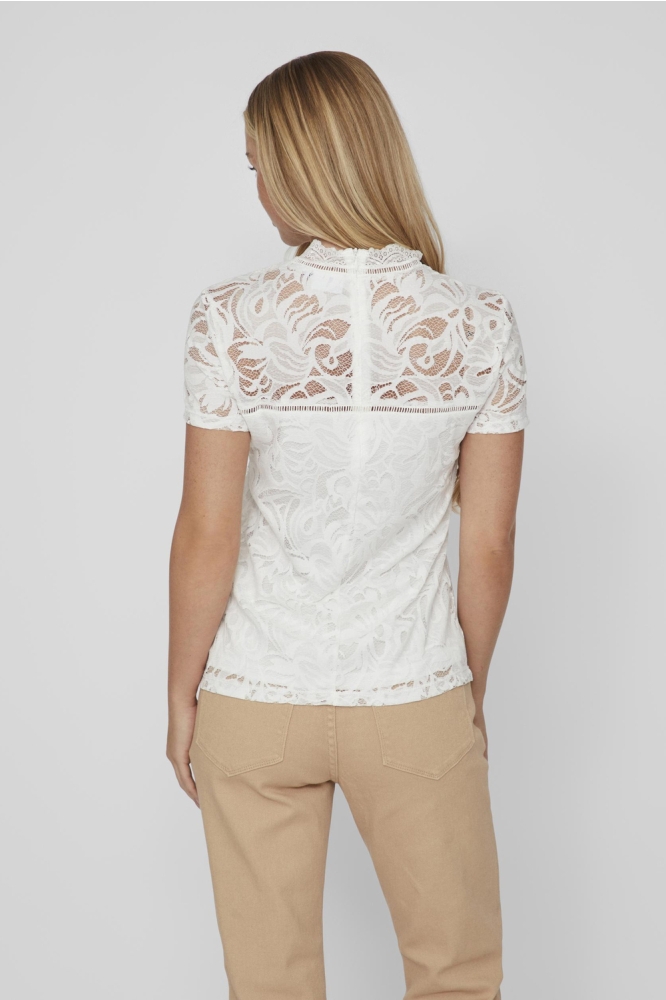 Vila witte dames t-shirt | Model achteraanzicht