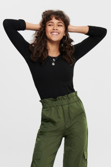 Only onllive love l/s o-neck top noos jr Zwart