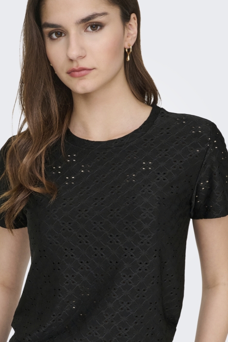 Jacqueline de Yong zwarte dames t-shirt | Close up