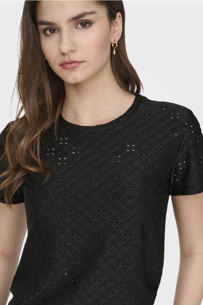 Jacqueline de Yong zwarte dames t-shirt | Close up