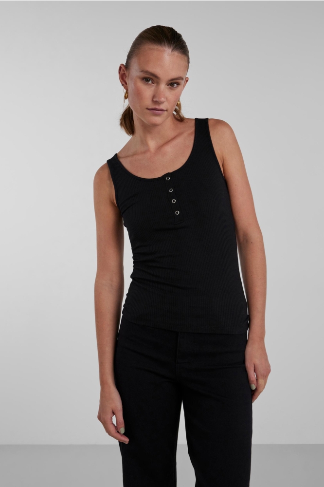 Pieces zwarte dames top | Model vooraanzicht