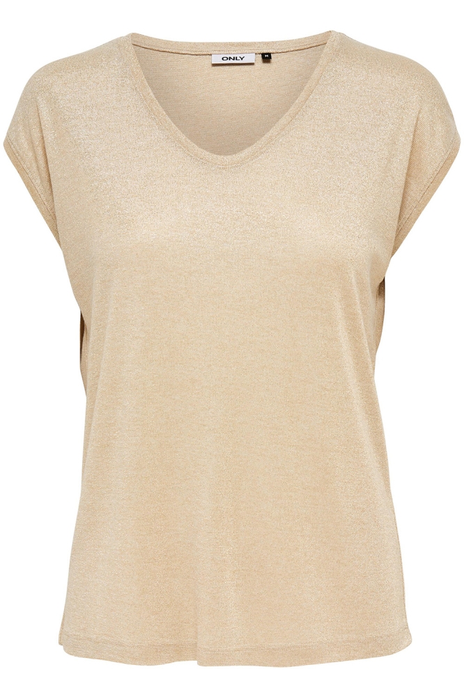 Only gouden dames t-shirt | Vooraanzicht