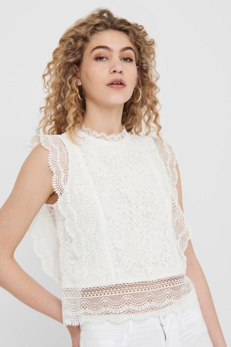 Only witte dames top | Model vooraanzicht