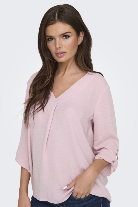 Jacqueline de Yong roze dames t-shirt | Model vooraanzicht