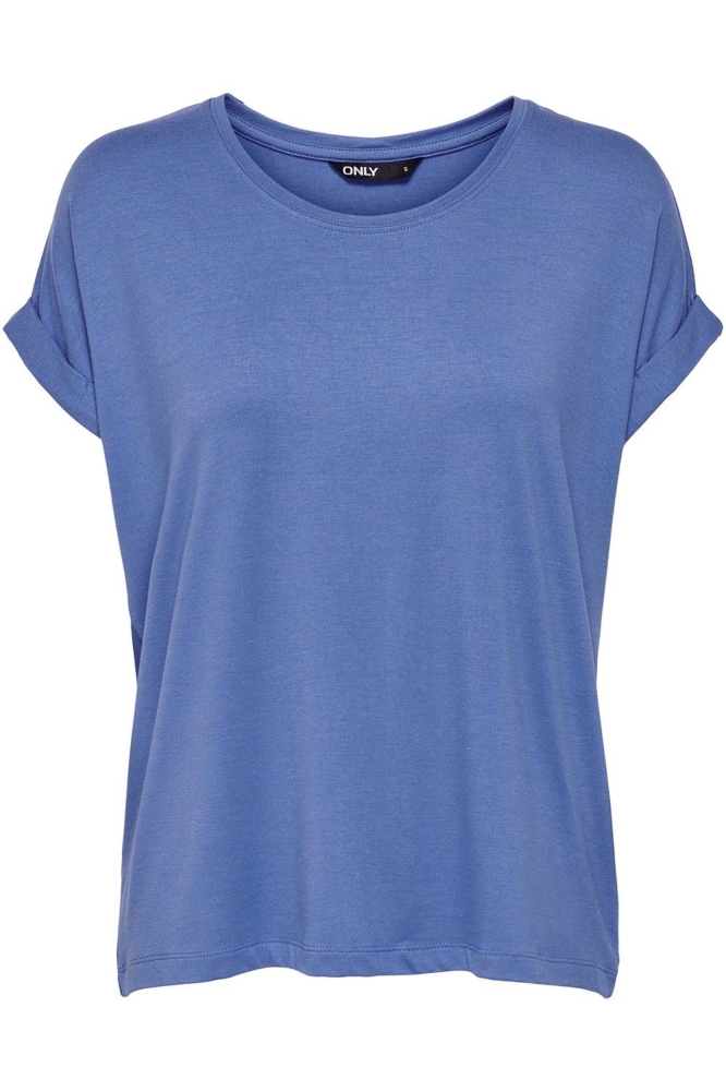 Only blauwe dames t-shirt | Vooraanzicht