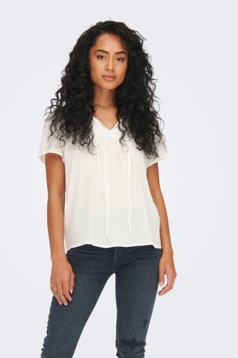 Jacqueline de Yong witte dames t-shirt | Model vooraanzicht