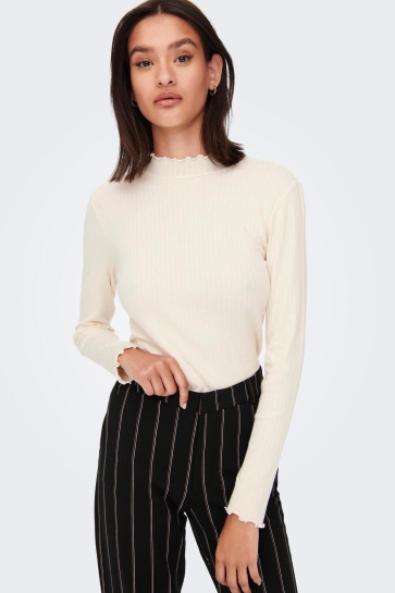 Jacqueline de Yong JDYFRANSISKA LIFE L/S HI-NCK TOP JR NOOS 15228065 WHITECAP GRAY