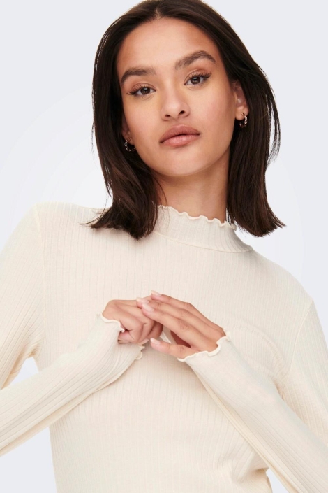 Jacqueline de Yong ecru dames t-shirt | Close up