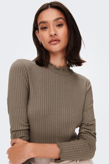 Jacqueline de Yong jdyfransiska l/s hi-nck top jr noos Taupe