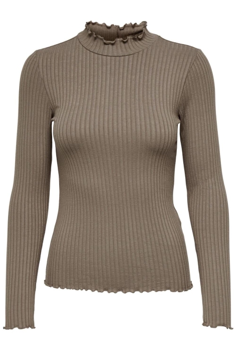 Jacqueline de Yong taupe dames t-shirt | Vooraanzicht
