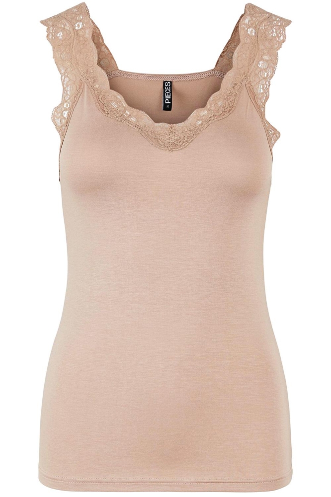 Pieces taupe dames top | Vooraanzicht