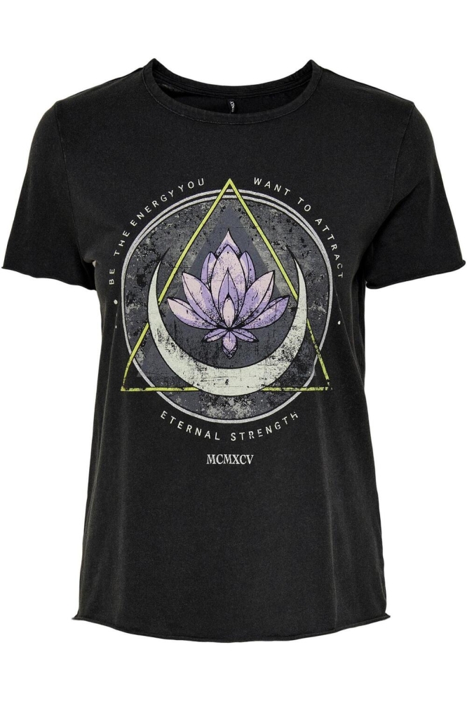 Only zwarte dames t-shirt | Vooraanzicht