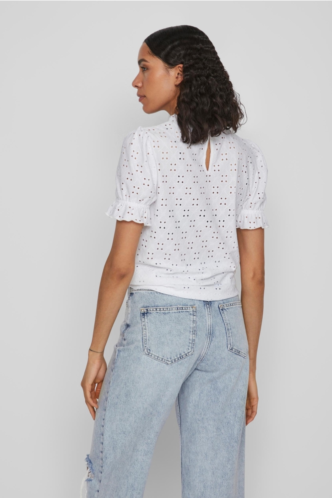 Vila witte dames t-shirt | Model achteraanzicht