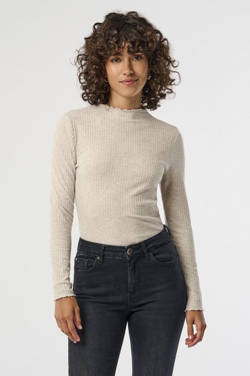Only onlemma l/s high neck top noos jrs Beige
