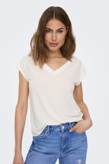 Only ONLFREE S/S MODAL V-NEC TOP BOX JRS 15287041 CLOUD DANCER