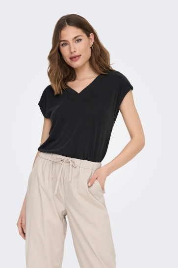 Only onlfree s/s modal v-nec top box jrs Zwart