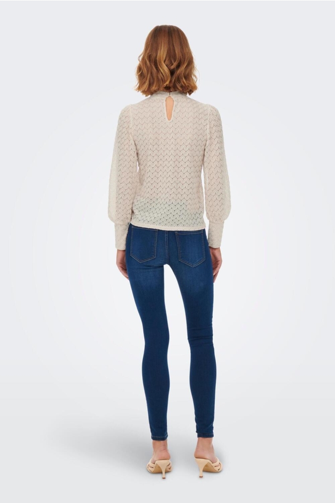 Jacqueline de Yong ecru dames t-shirt | Model achteraanzicht