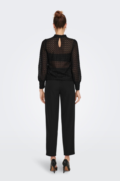 Jacqueline de Yong zwarte dames t-shirt | Model achteraanzicht