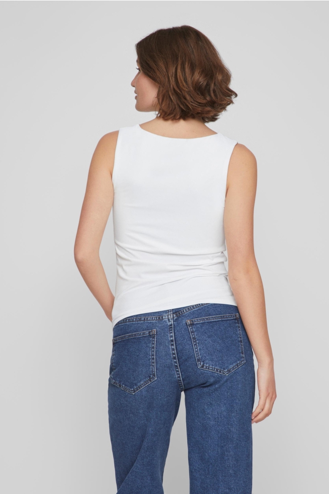 Vila witte dames top | Model achteraanzicht