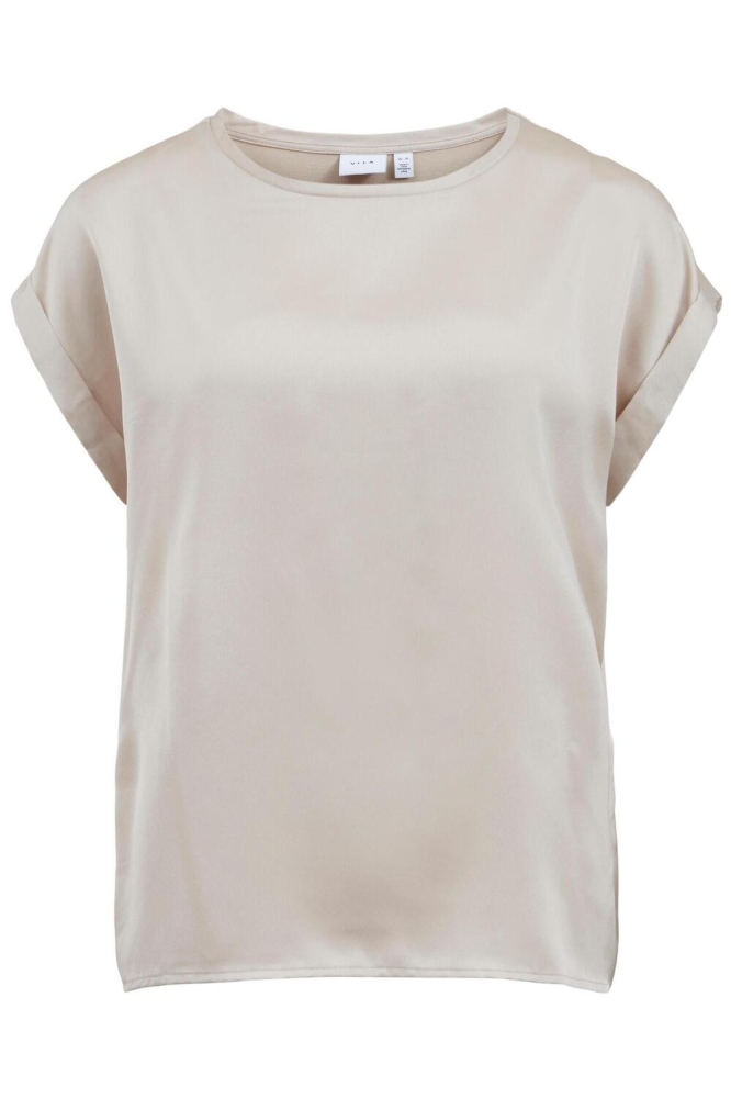 Vila beige dames t-shirt | Vooraanzicht