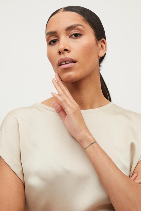 Vila beige dames t-shirt | Close up