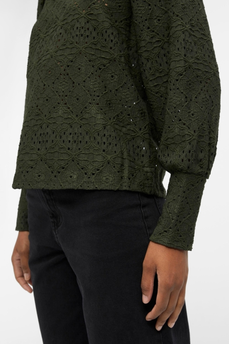 Object groene dames blouse | Close up