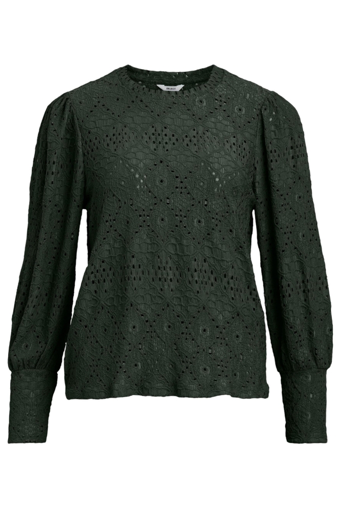 Object groene dames blouse | Vooraanzicht